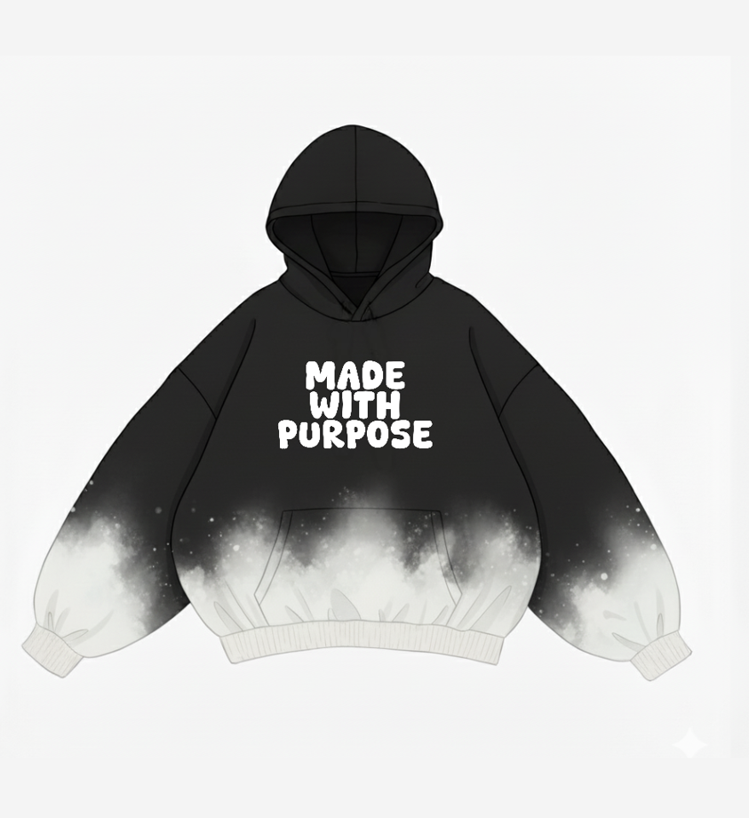 Made With Purpose – Black & White Gradient Hoodie