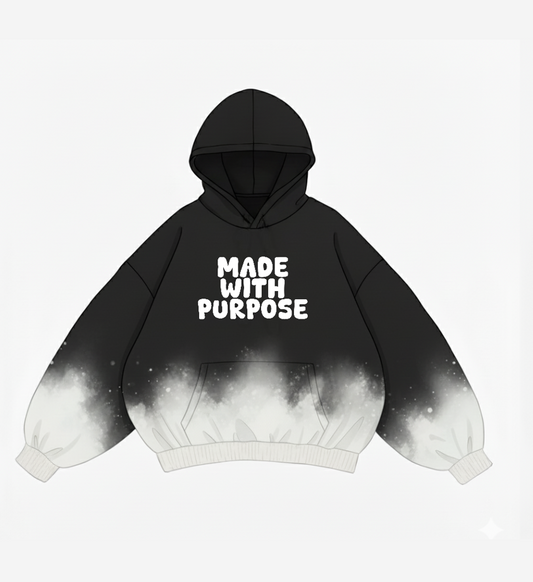 Made With Purpose – Black & White Gradient Hoodie